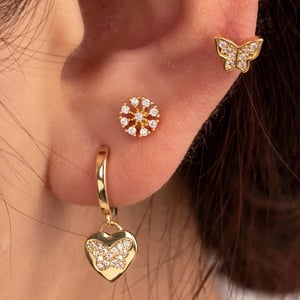 1 Piece Simple Series Classic Round Copper  Gold Color Zircon Women's Stud Earrings h5 Picture2